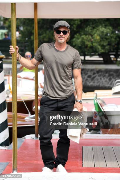 Brad Pitt arrives at the 76th Venice Film Festival on August 28, 2019 in Venice, Italy.