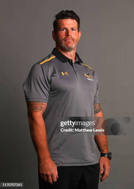 Andy Titterrell of Wasps poses for a portrait during the Wasps squad photocall for the 2019-2020 Gallagher Premiership Rugby season at The Ricoh...