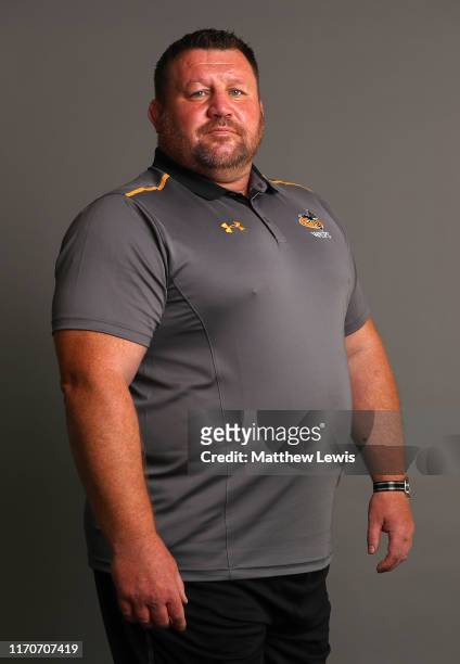 Dai Young of Wasps poses for a portrait during the Wasps squad photocall for the 2019-2020 Gallagher Premiership Rugby season at The Ricoh Arena on...