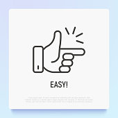 Easy symbol, snapping fingers. Thin line icon. Modern vector illustration.