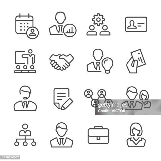 business and people icons - line series - corporate hierarchy stock illustrations