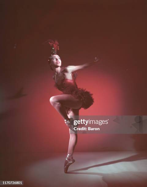 American ballerina Maria Tallchief , prima ballerina of the New York City Ballet, in 'Firebird' ballet by George Balanchine for the New York City...