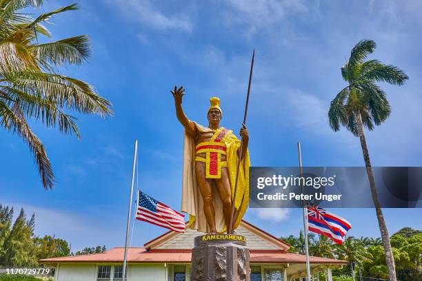 statue of king kamehameha,kapaau,big island,hawaii,usa - hawaiian royalty stock pictures, royalty-free photos & images