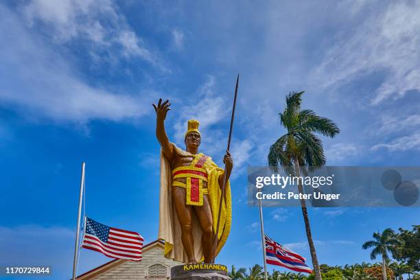 statue of king kamehameha,kapaau,big island,hawaii,usa - hawaiian royalty stock pictures, royalty-free photos & images