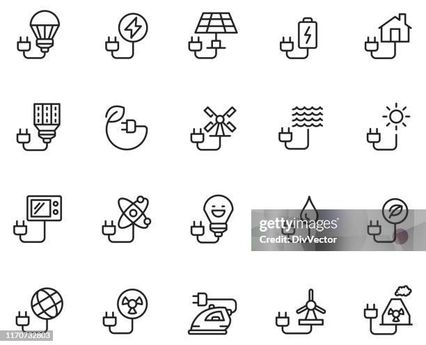 energy icon set - air particles vector stock illustrations
