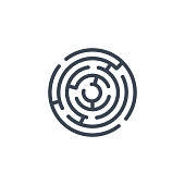 Labyrinth related vector glyph icon.