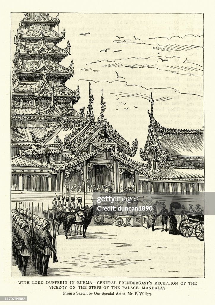 Lord Dufferin outside Palace, Mandalay, Burma, 19th Century