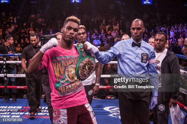 October 14: Jermell Charlo defeats Erickson Lubin by KO in the 1st round in their Super Welterweight fight at the Barclays Center in Brooklyn on...