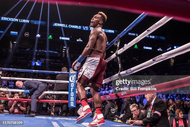 October 14: Jermell Charlo defeats Erickson Lubin by KO in the 1st round in their Super Welterweight fight at the Barclays Center in Brooklyn on...