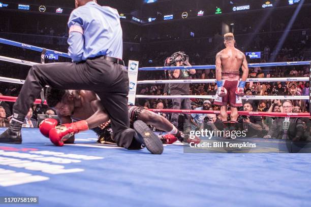 October 14: Jermell Charlo defeats Erickson Lubin by KO in the 1st round in their Super Welterweight fight at the Barclays Center in Brooklyn on...