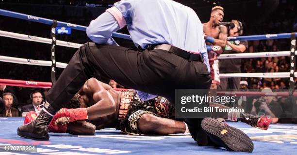 October 14: Jermell Charlo defeats Erickson Lubin by KO in the 1st round in their Super Welterweight fight at the Barclays Center in Brooklyn on...