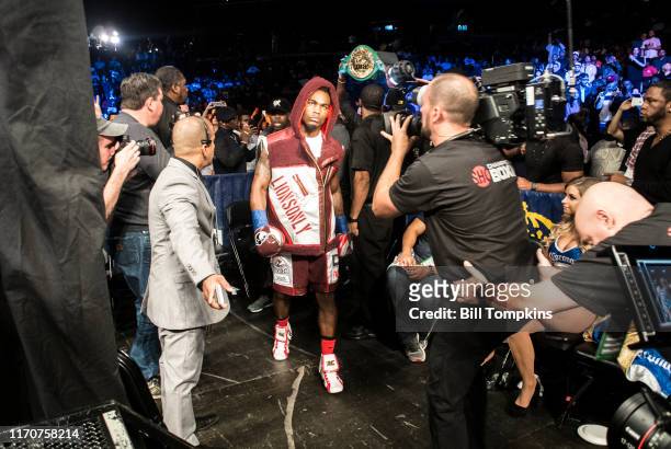 October 14: Jermell Charlo defeats Erickson Lubin by KO in the 1st round in their Super Welterweight fight at the Barclays Center in Brooklyn on...