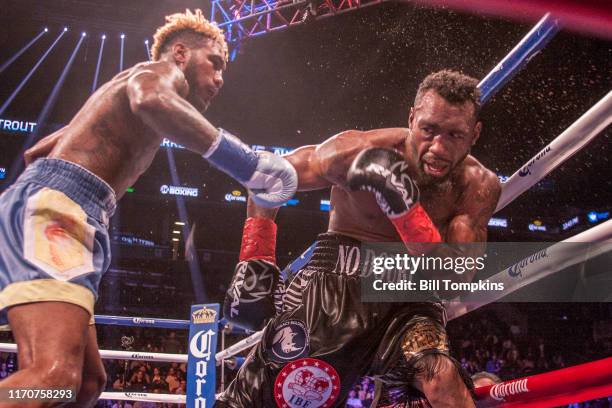 October 14: Jarrett Hurd defeats Austin Trout by RTD in the 10th round in their Super Welterweight fight at the Barclays Center in Brooklyn on...