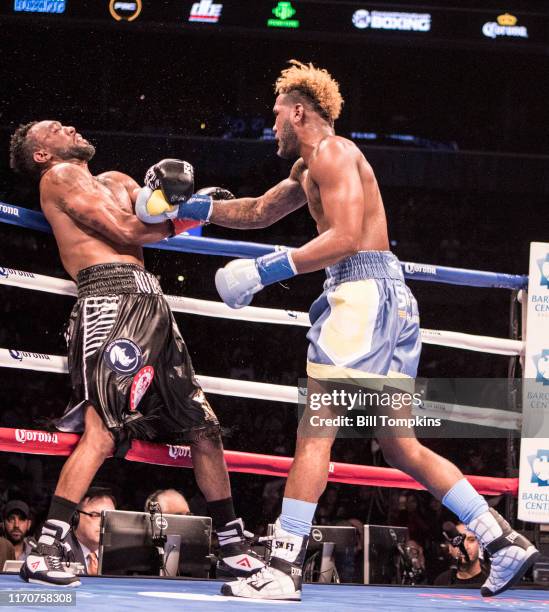 October 14: Jarrett Hurd defeats Austin Trout by RTD in the 10th round in their Super Welterweight fight at the Barclays Center in Brooklyn on...