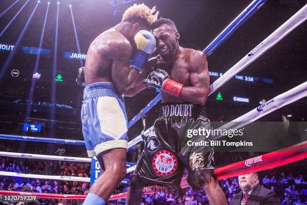 October 14: Jarrett Hurd defeats Austin Trout by RTD in the 10th round in their Super Welterweight fight at the Barclays Center in Brooklyn on...