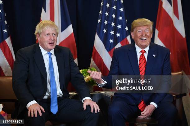 President Donald Trump and British Prime Minister Boris Johnson hold a meeting at UN Headquarters in New York, September 24 on the sidelines of the...