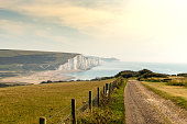 Road to Seven Sisters from Seaford Head by the English Channel, East Sussex