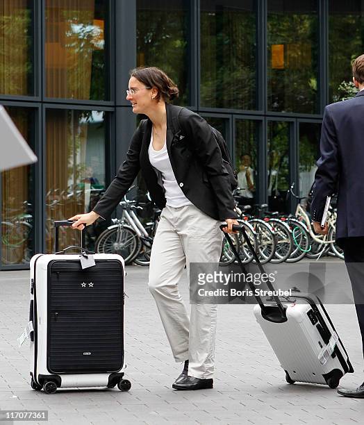 Birgit Prinz of the German Woman's National Football Team arrives at Hotel Esplanade on June 21, 2011 in Berlin, Germany.