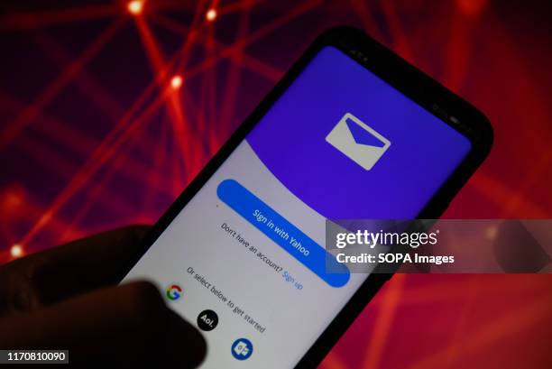 In this photo illustration a Yahoo mail app seen displayed on a smartphone.
