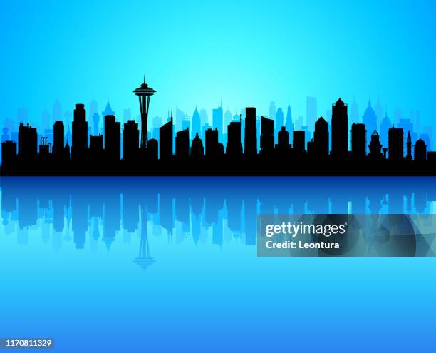 seattle (all buildings are complete and moveable) - seattle waterfront stock illustrations