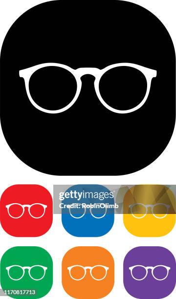 ilustraciones, imágenes clip art, dibujos animados e iconos de stock de gafas icono set 3 - gafas con marco grueso