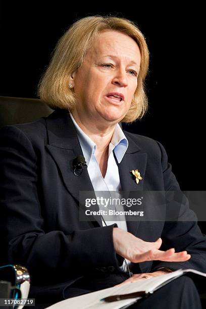 Mary Schapiro, chairman of the U.S. Securities and Exchange Commission, speaks at the Wall Street Journal CFO Network conference in Washington, D.C.,...