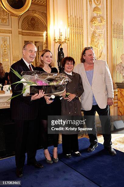 French minister of culture and communication Frederic Mitterrand, Raphaele Lannadere, Marie-Paule Belle and Gerard Depardieu attend the second annual...