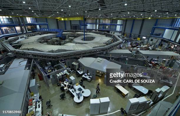 View of the inside of a particle UVX second-generation accelerator in Sao Paulo, Brazil, on September 13, 2019. - Sirius, a diffraction-limited...