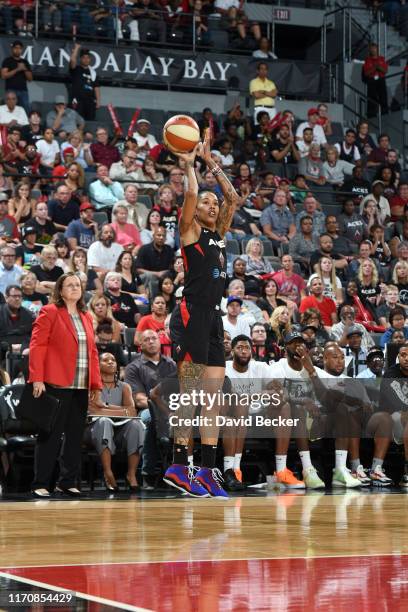 Tamera Young of the Las Vegas Aces shoots the ball against the Washington Mystics during Game Four of the 2019 WNBA Semifinals on September 24, 2019...