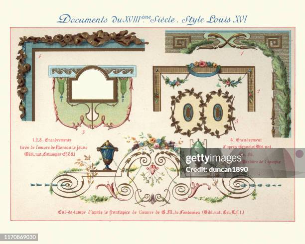 stockillustraties, clipart, cartoons en iconen met ontwerpelementen decoratieve kunst, louis xvi stijl, 18e eeuw - filigree