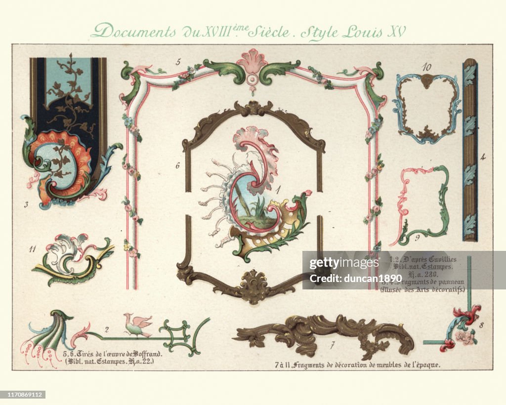 Design elements decorative art, Louis XV style, 18th Century