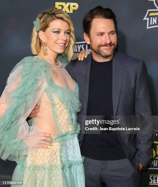 Mary Elizabeth Ellis and Charlie Day attend the premiere of FX's "It's Always Sunny In Philadelphia" Season 14 at TCL Chinese 6 Theatres on September...