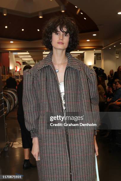 Chloe Hill attends the Zambesi show during New Zealand Fashion Week 2019 at Auckland City Library on August 29, 2019 in Auckland, New Zealand.