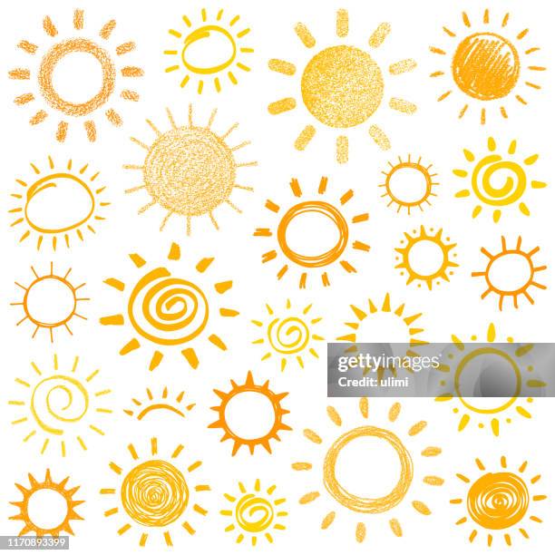 ilustrações de stock, clip art, desenhos animados e ícones de sun - desenho a lápis de cera