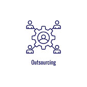 In-Company and Outsource Icon with freelancing or hiring imagery