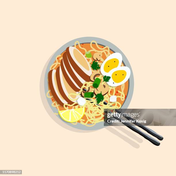 japanese ramen illustration - asian mushroom soup stock illustrations