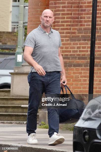 Retired English rugby union player Lawrence Dallaglio seen paying to park in Richmond on August 28, 2019 in London, England.