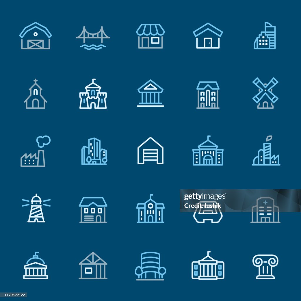 Architecture - color outline icons