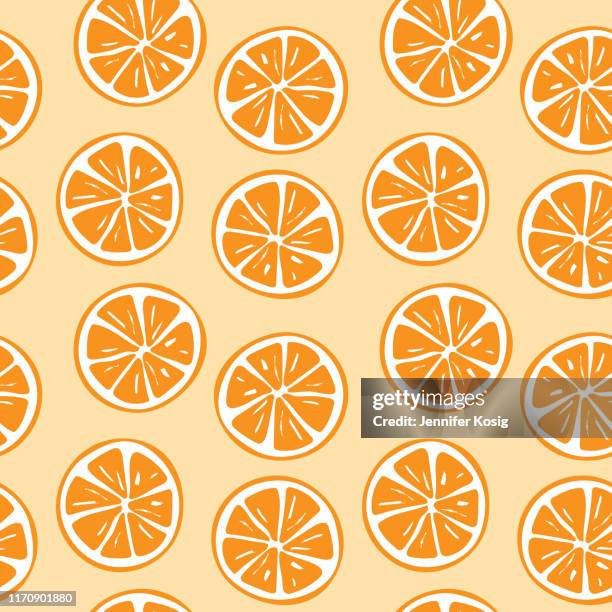 bildbanksillustrationer, clip art samt tecknat material och ikoner med sömlös orange segment mönster illustration - apelsin