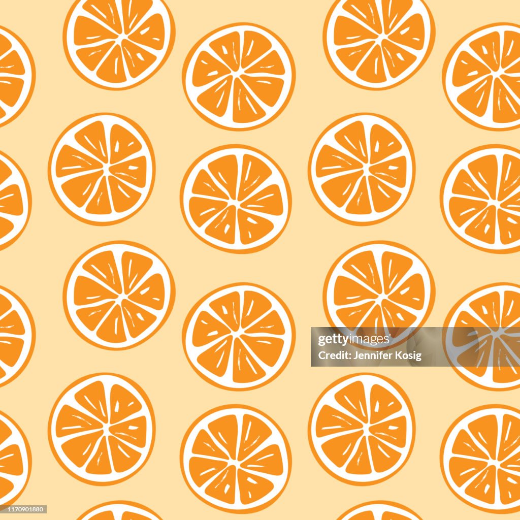 Seamless orange slice pattern illustration