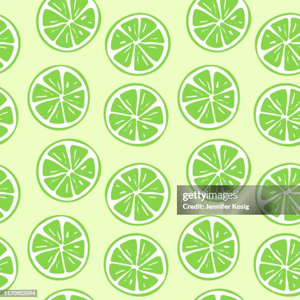 ilustraciones, imágenes clip art, dibujos animados e iconos de stock de ilustración sin costuras del patrón de rodajas de cal - lima fruta cítrica