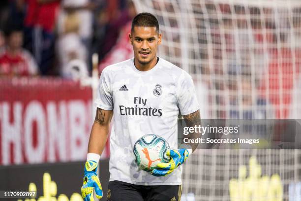 Areola of Real Madrid during the La Liga Santander match between Sevilla v Real Madrid at the Estadio Ramon Sanchez Pizjuan on September 22, 2019 in...