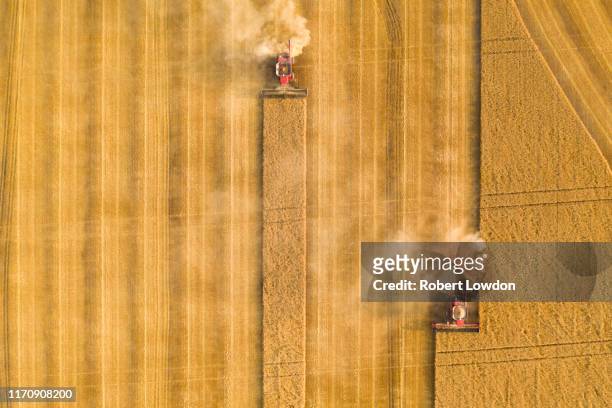 combines - wheat farm stockfoto's en -beelden