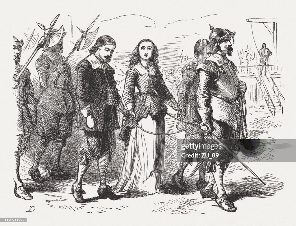 Quakers on the way to execution, Boston, ca.1660, published 1876