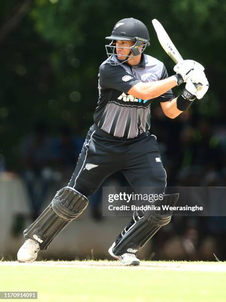 Ross Taylor of New Zealand hits out during the T20 Tour match between Sri Lanka Board President's XI and New Zealand at Marians Cricket Club Ground...