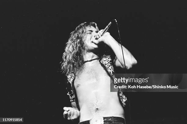 Robert Plant of Led Zeppelin performing on stage at Nippon Budokan, Tokyo, Japan, 23rd September 1971.