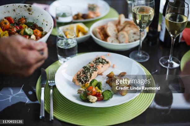 summer dinner - mediterranean diet stock pictures, royalty-free photos & images