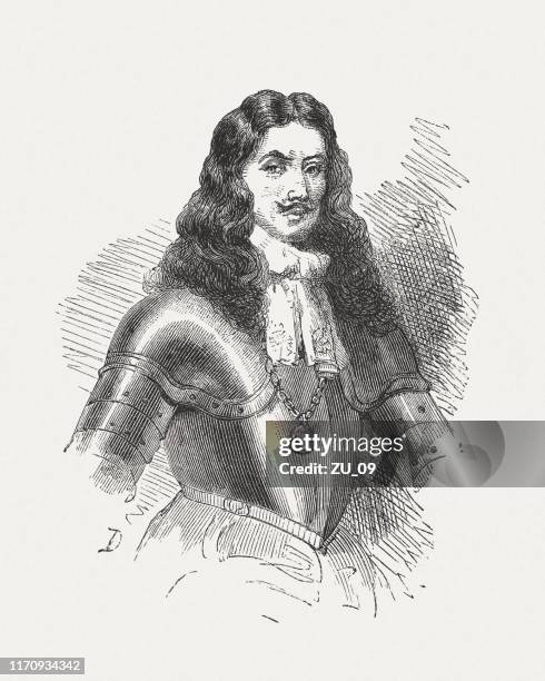 charles ii of england (1630-1685), wood engraving, published in 1876 - royalty portrait stock illustrations