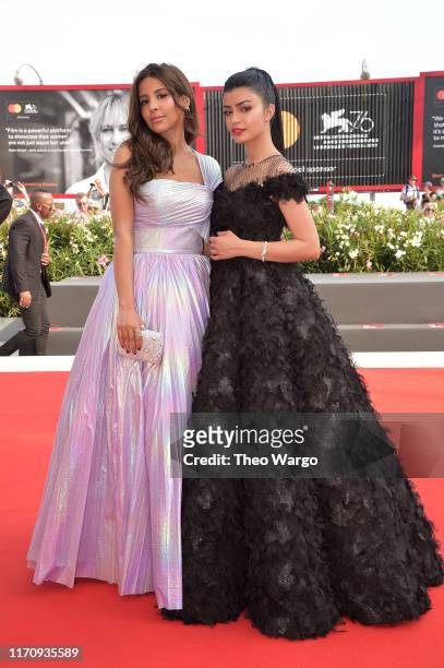 Dhay and Mila Alzahrani walk the red carpet ahead of the "The Perfect Candidate" screening during during the 76th Venice Film Festival at Sala Grande...