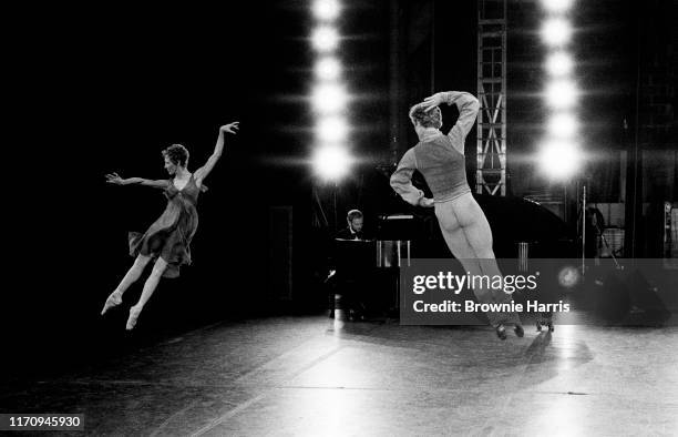 Ballet dancers Mikhail Baryshnikov and Natalia Makarova rehearsing the American Ballet Theatre's production 'Other Dances' at the Ed Sullivan Theatre...